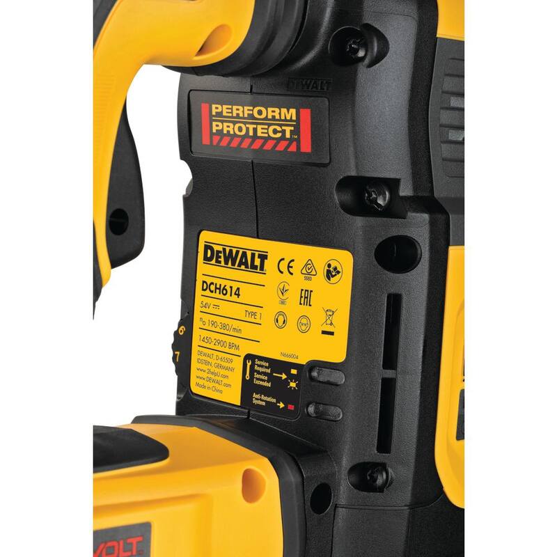 Martillo rotativo SDS MAX inalámbrico DEWALT FLEXVOLT 60V MAX sin escobillas de 1-3/4 pulgadas y (2) baterías FLEXVOLT 9.0Ah - DCH614X2