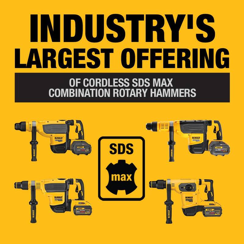 Martillo rotativo SDS MAX inalámbrico DEWALT FLEXVOLT 60V MAX sin escobillas de 1-3/4 pulgadas y (2) baterías FLEXVOLT 9.0Ah - DCH614X2