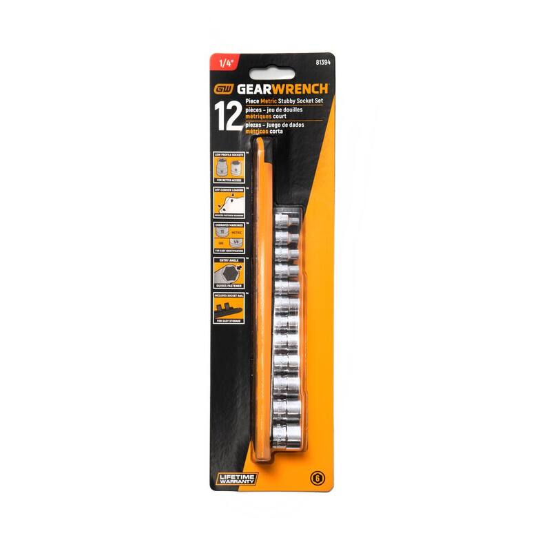 Juego de dados métricos de 6 puntos de perfil bajo para unidad de 1/4 de pulgada (12 piezas) - 81394