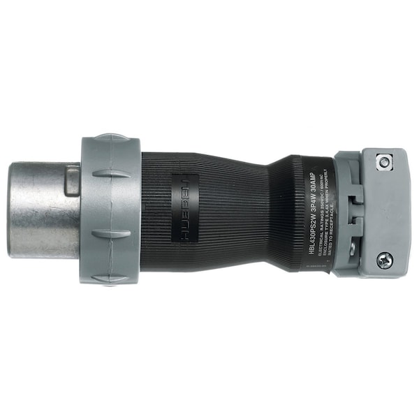 Hubbell Wiring Device-Kellems Pin & Sleeve Plug, 30 A, 600V AC, Three Phase, 3 Pole, Style 2 Grounding, NEMA 4X - HBL430PS2W