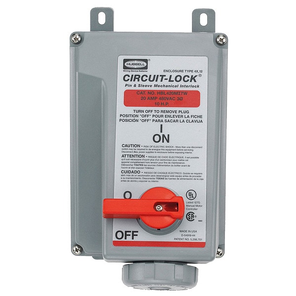 Interbloqueo Mecánico Hubbell Wiring Device-Kellems, Pin y Sleeve, 10HP - HBL420MI7W