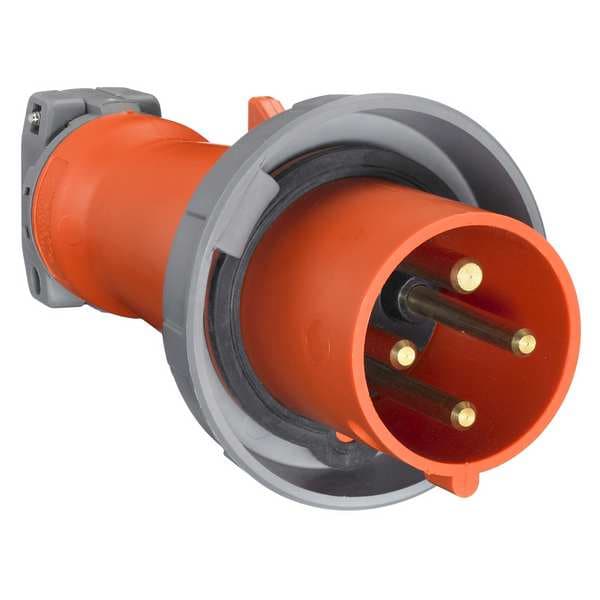 Clavija y enchufe estancos Hubbell Wiring Device-Kellems, 20 A, 125/250V AC, Monofásico, 3 Polos, Conexión a tierra IEC, NEMA 4X - HBL420P12W