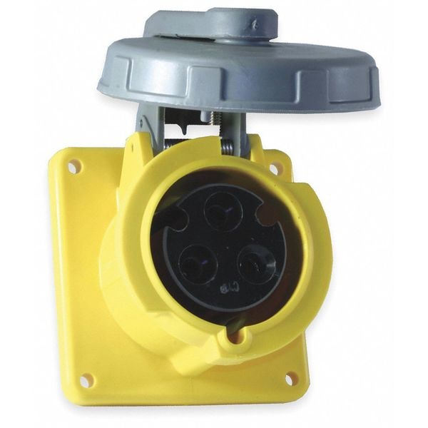 Receptáculo estanco de clavija y enchufe Hubbell Wiring Device-Kellems, 60 A, 125V AC, Monofásico, 2 Polos, Conexión a tierra IEC, NEMA 4X - HBL360R4W