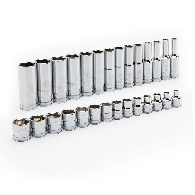 Juego de dados métricos estándar y profundos de 6 puntos GEARWRENCH de 3/8 pulgadas (28 piezas) - 86540
