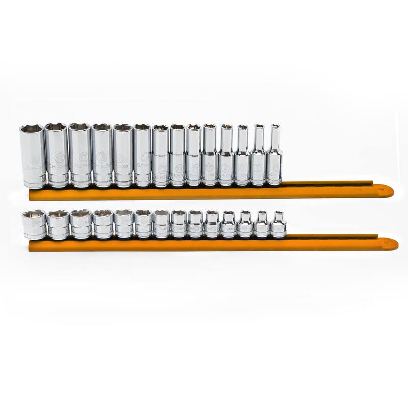 Juego de dados métricos estándar y profundos de 6 puntos GEARWRENCH de 3/8 pulgadas (28 piezas) - 86540