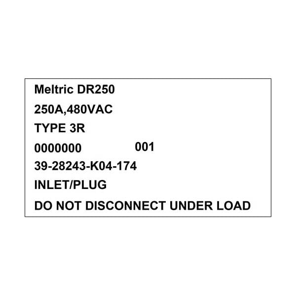 Receptáculo de clavija y enchufe Meltric, 250 A, 480V AC, NEMA 4X - 39-28243-K04-174