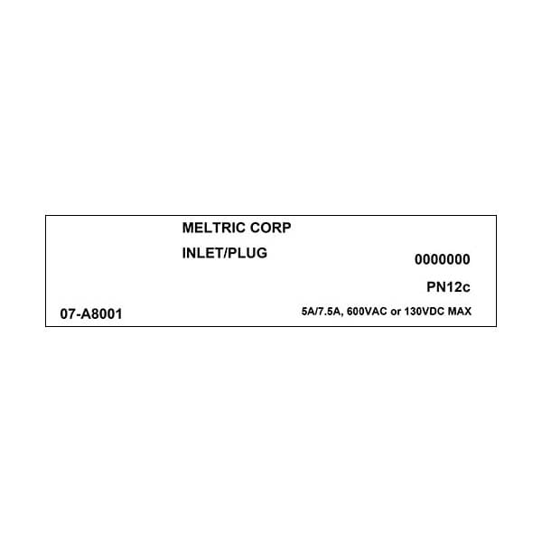 Receptáculo de clavija y enchufe Meltric, 2 A/7.5 A, 600V AC, 3 Polos - 07-A8001