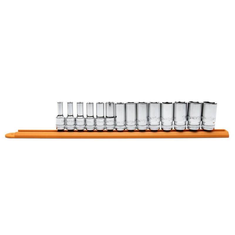 Juego de llaves de vaso métricas de 6 puntos y longitud media de 3/8 pulgadas (14 piezas) - 80554S-06