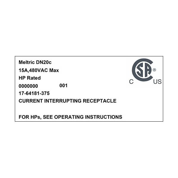 Receptáculo Pin & Sleeve Meltric, 15 A, 480V AC, 3 Polos - 17-64181-375