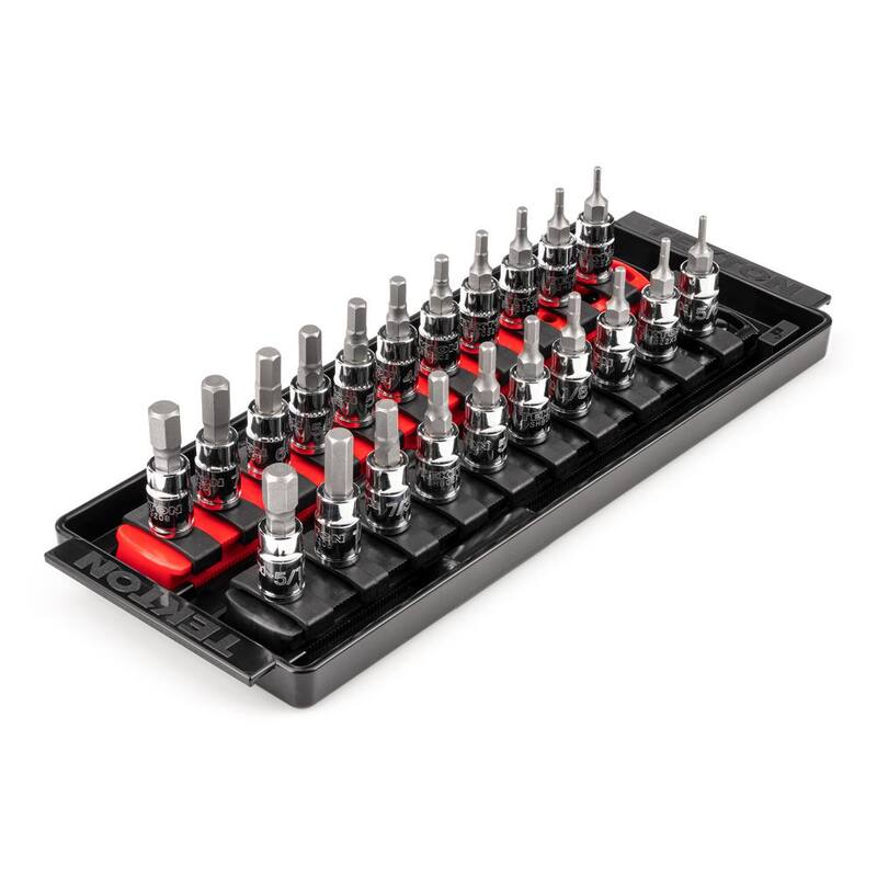 Juego de puntas de vaso hexagonales de 1/4 pulg. TEKTON con rieles, 21 piezas (5/64-5/16 pulg., 2-8 mm) - SHB90203