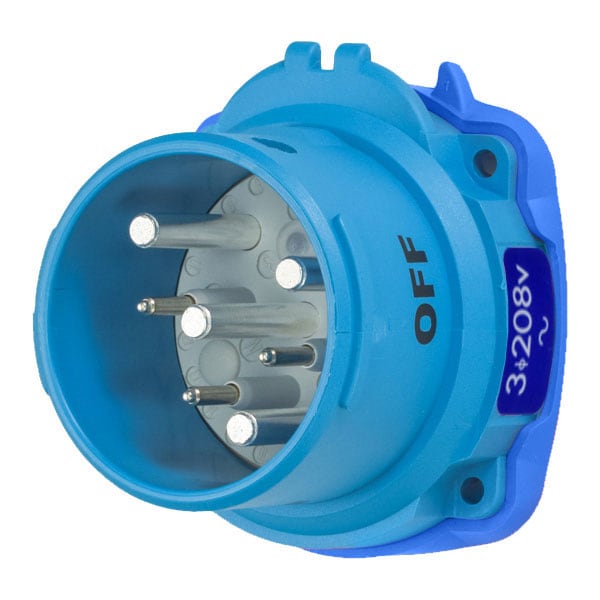 Receptáculo de clavija y enchufe Meltric, 60 A, 208V AC, 3 Polos, NEMA 4X - 63-68163-973