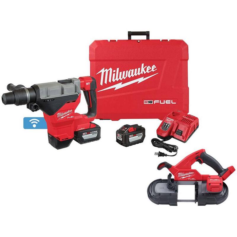Milwaukee M18 FUEL ONE-KEY 18V Batería de Iones de Litio sin Escobillas Inalámbrica 1-3/4 in. Kit de Martillo Rotativo SDS-MAX con Sierra Compacta FUEL - 2718-22HD-2829-20