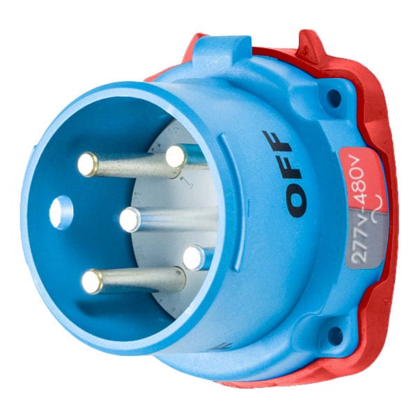 Receptáculo de clavija y enchufe Meltric, 30 A, 277/480V AC, 3 polos, NEMA 4X - 33-38047-4X