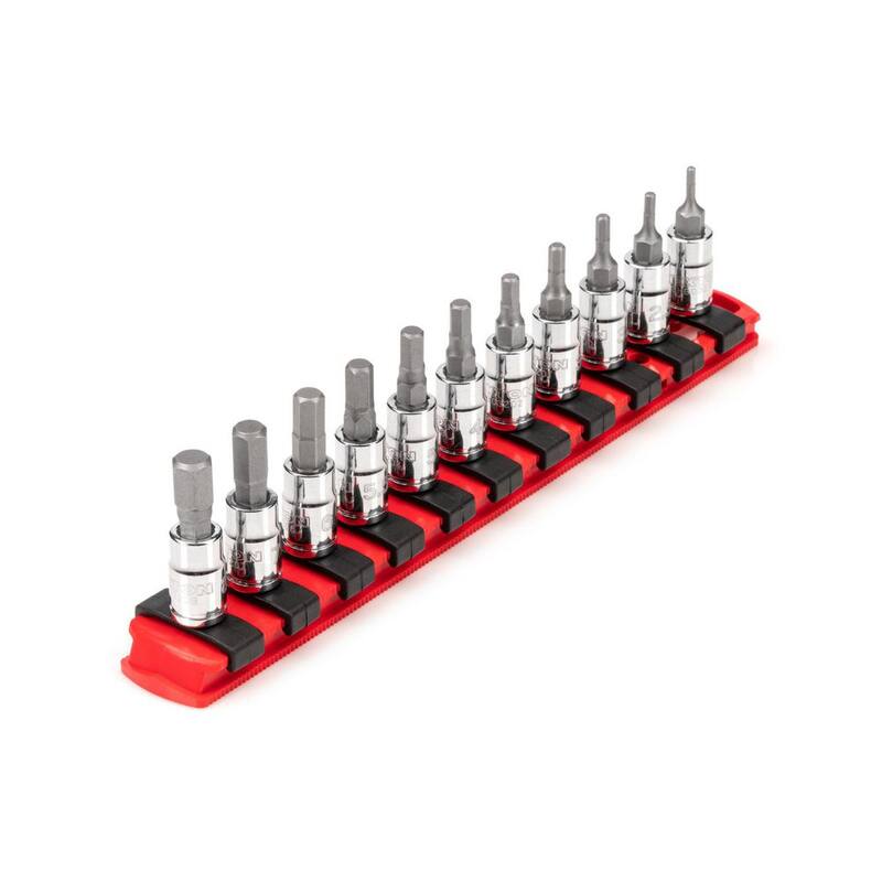 Set de puntas de dado hexagonal de 1/4 de pulgada TEKTON, 11 piezas (2-8 mm) con riel - SHB90106