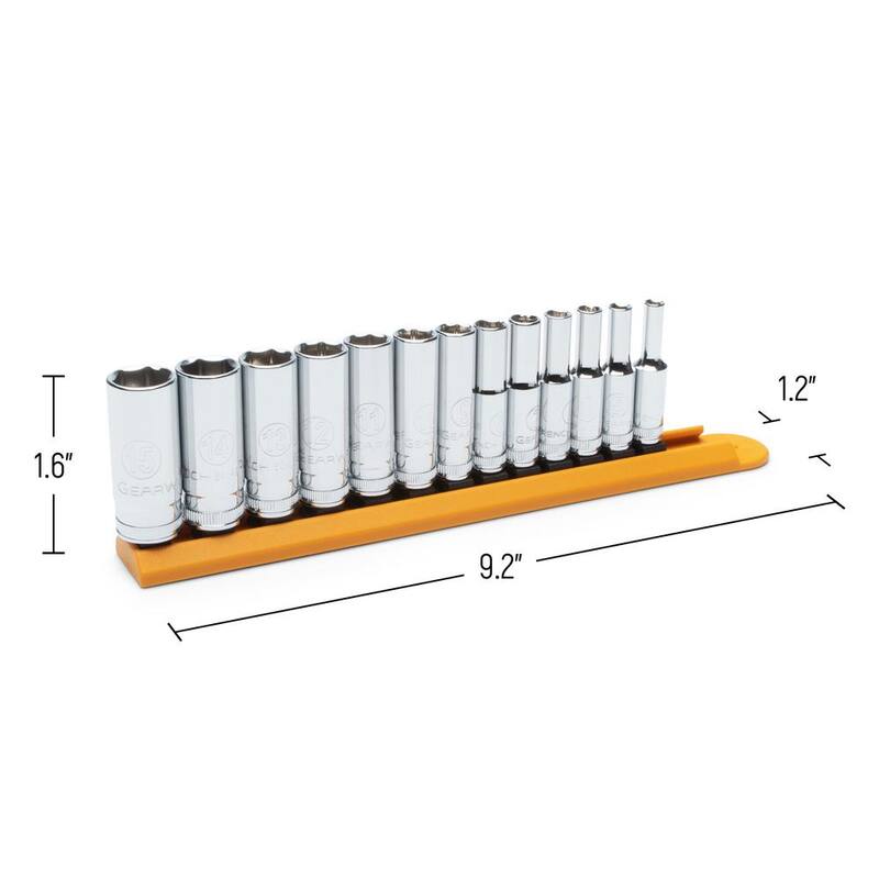 Juego de dados profundos métricos de 6 puntos de 1/4 de pulgada de GEARWRENCH (13 piezas) - 80304