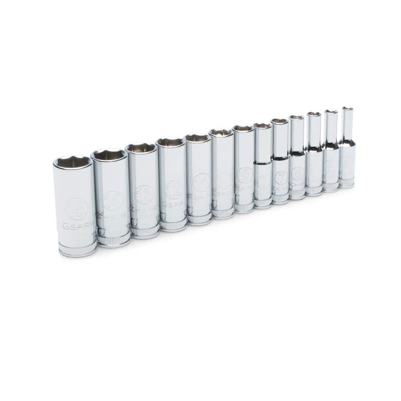 Juego de dados profundos métricos de 6 puntos de 1/4 de pulgada de GEARWRENCH (13 piezas) - 80304