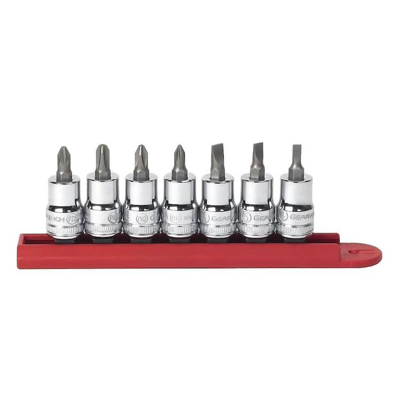 Juego de puntas de vaso para desarmador GEARWRENCH de 3/8 pulgadas con ranura/Phillips/Pozidriv (7 piezas) - 80577