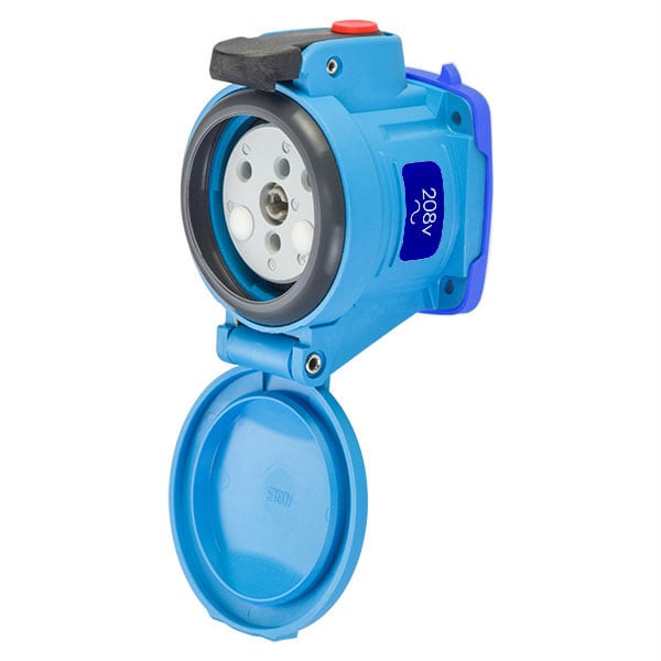 Receptáculo de clavija y enchufe Meltric, 30 A, 208V CA, 2 polos, NEMA 4X - 63-34162-972-843-NC
