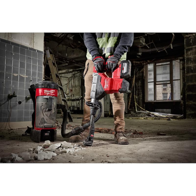 Martillo rotativo inalámbrico sin escobillas Milwaukee M18 FUEL ONE-KEY de 18 voltios con SDS-MAX de 1-3/4 pulgadas, con dos baterías de 12.0 Ah/llave de impacto - 2718-22HD-2962-20.