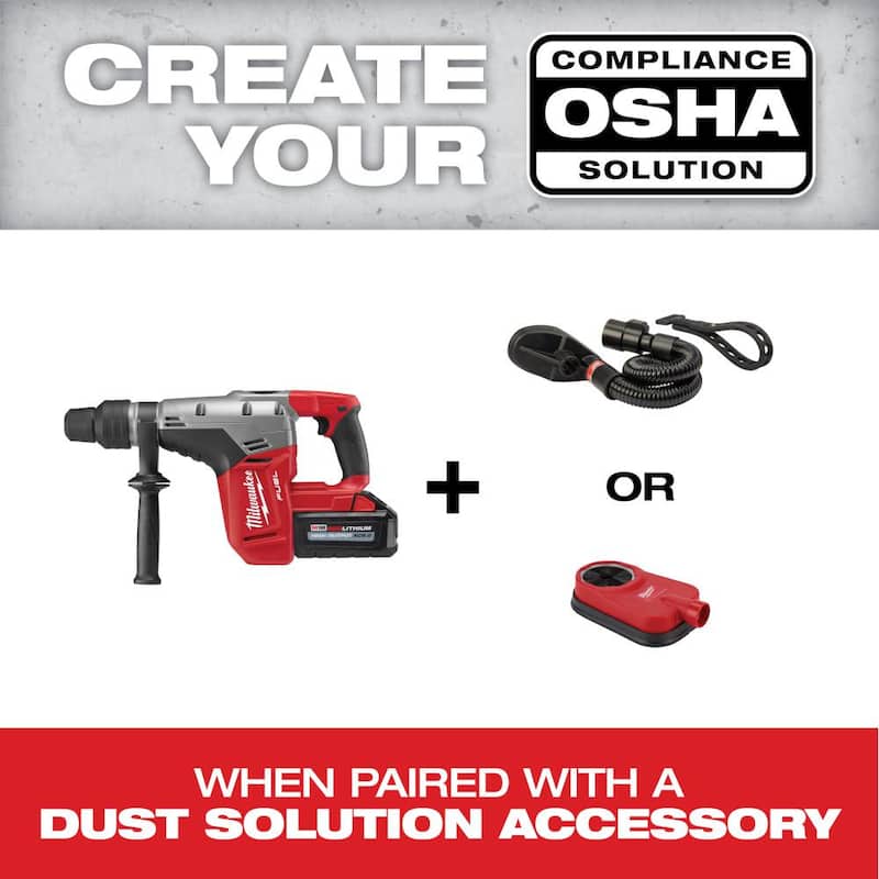 Martillo rotativo inalámbrico sin escobillas Milwaukee M18 FUEL ONE-KEY de 18 voltios con SDS-MAX de 1-3/4 pulgadas, con dos baterías de 12.0 Ah/llave de impacto - 2718-22HD-2962-20.