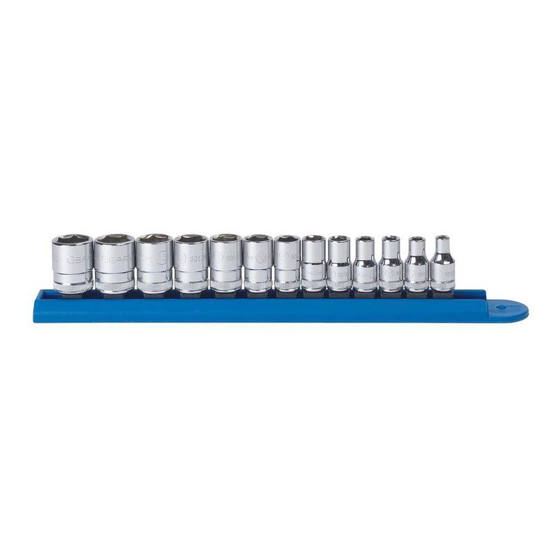 Juego de dados métricos estándar de 6 puntos con carraca de 1/4 de pulgada (13 piezas) - 80302D