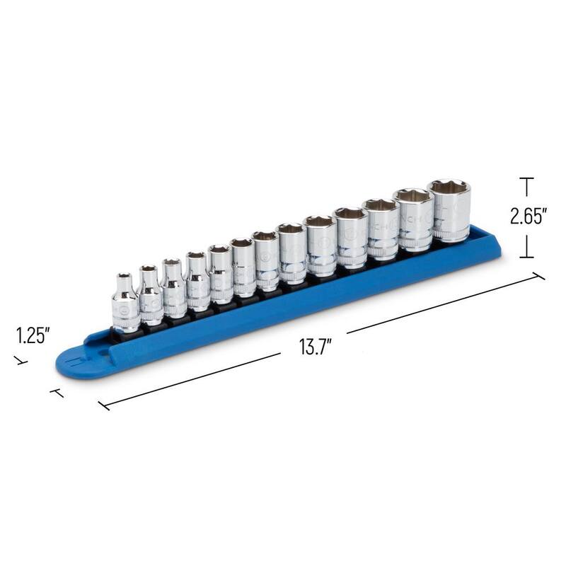 Juego de dados métricos estándar de 6 puntos con carraca de 1/4 de pulgada (13 piezas) - 80302D
