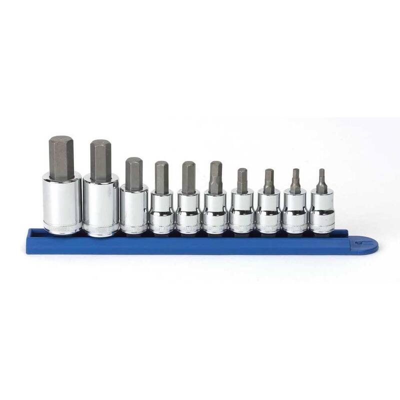 Juego de dados hexagonales métricos de 3/8 y 1/2 pulgadas de GEARWRENCH (10 piezas) - 80578