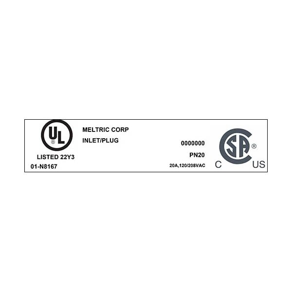 Receptáculo de clavija y enchufe Meltric, 20 A, 120/208V AC, NEMA 4X - 01-N8167