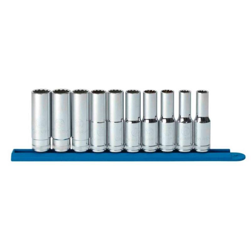 Juego de dados métricos profundos de 12 puntos de 1/2 pulgadas de GEARWRENCH (10 piezas) - 80712