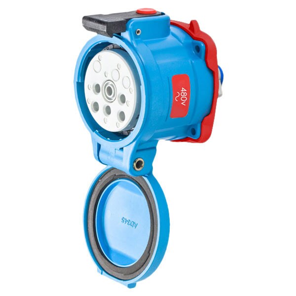 Receptáculo de clavija y enchufe Meltric, 30 A, 480V AC, 3 polos, NEMA 4X - 33-34043-973-4X-270