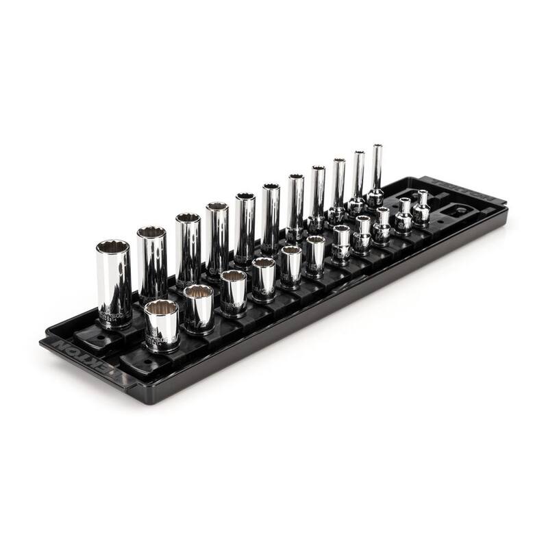 Juego de dados de 12 puntos de 1/4 de pulgada TEKTON con rieles (5/32 a 9/16 pulgadas) (22 piezas) - SHD90213