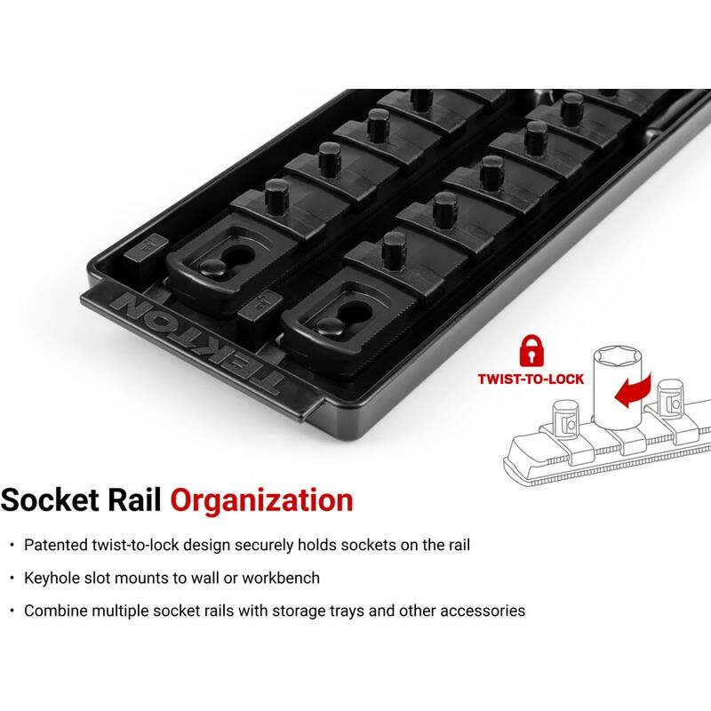 Juego de dados de 12 puntos de 1/4 de pulgada TEKTON con rieles (5/32 a 9/16 pulgadas) (22 piezas) - SHD90213