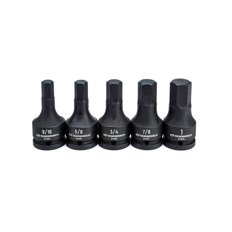 Juego de puntas hexagonales de impacto SAE de 3/4 pulgadas de GEARWRENCH con estuche moldeado por soplado (5 piezas) - 84899-06