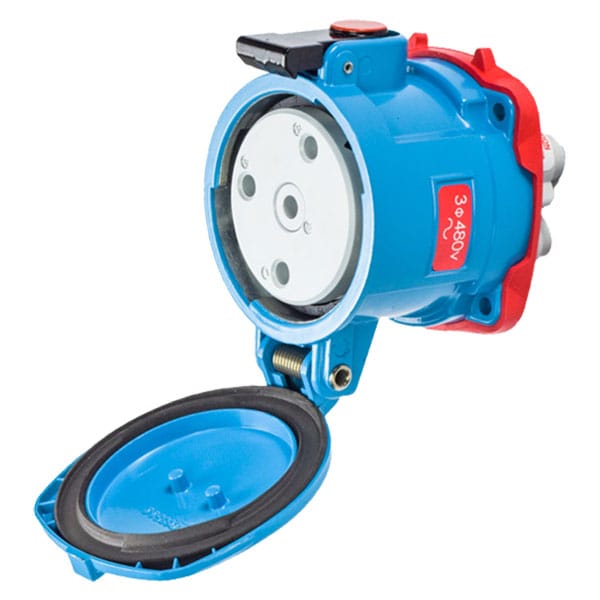 Receptáculo de clavija y toma, 60 A, 480V CA, 3 polos, NEMA 4X - 37-64043-843