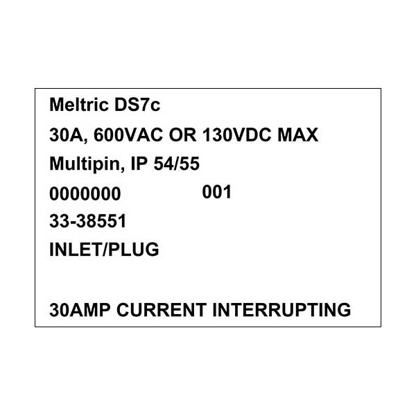 Receptáculo de clavija y enchufe Meltric, 30 A, 600V AC, 5 Polos - 33-38551