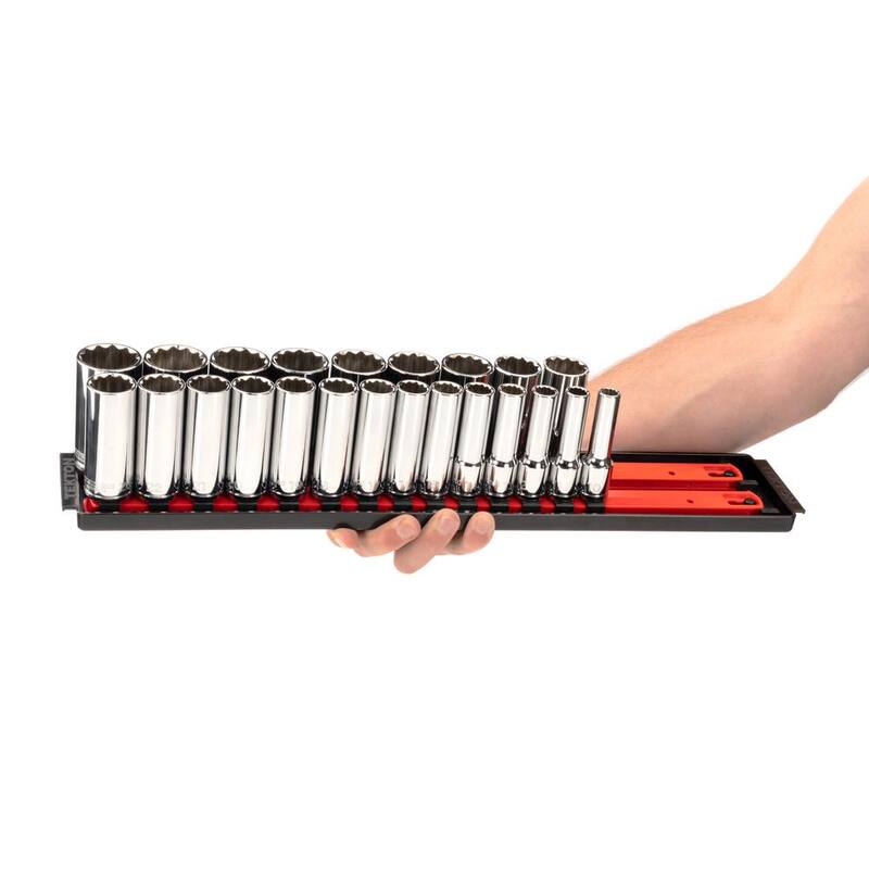 Juego de dados de 1/2 pulgadas de unidad de 12 puntos con rieles (10 mm-32 mm) (46 piezas) - SHD92208