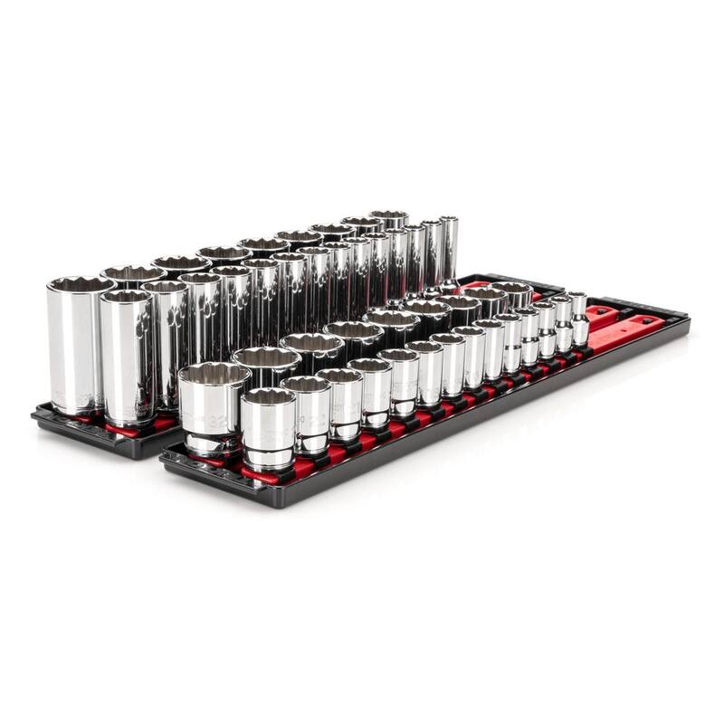 Juego de dados de 1/2 pulgadas de unidad de 12 puntos con rieles (10 mm-32 mm) (46 piezas) - SHD92208