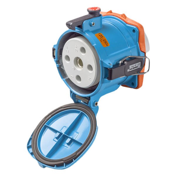 Receptáculo de clavija y enchufe Meltric, 200 A, 125/250V CA, Trifásico, 3 Polos, Estilo 2 de puesta a tierra, NEMA 4X - 37-24077