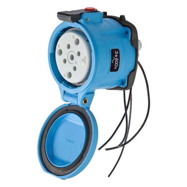 Receptáculo de clavija y enchufe Meltric, 100 A, 600V AC, NEMA 3R - 33-64183-C-K14-264-375