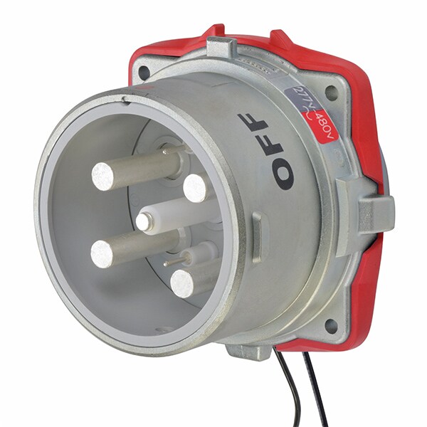 Meltric Pin & Sleeve Receptacle, 200 A, 277/480V AC, Three Phase, 3 Pole, Style 2 Grounding, NEMA 4X - 37-28047-972