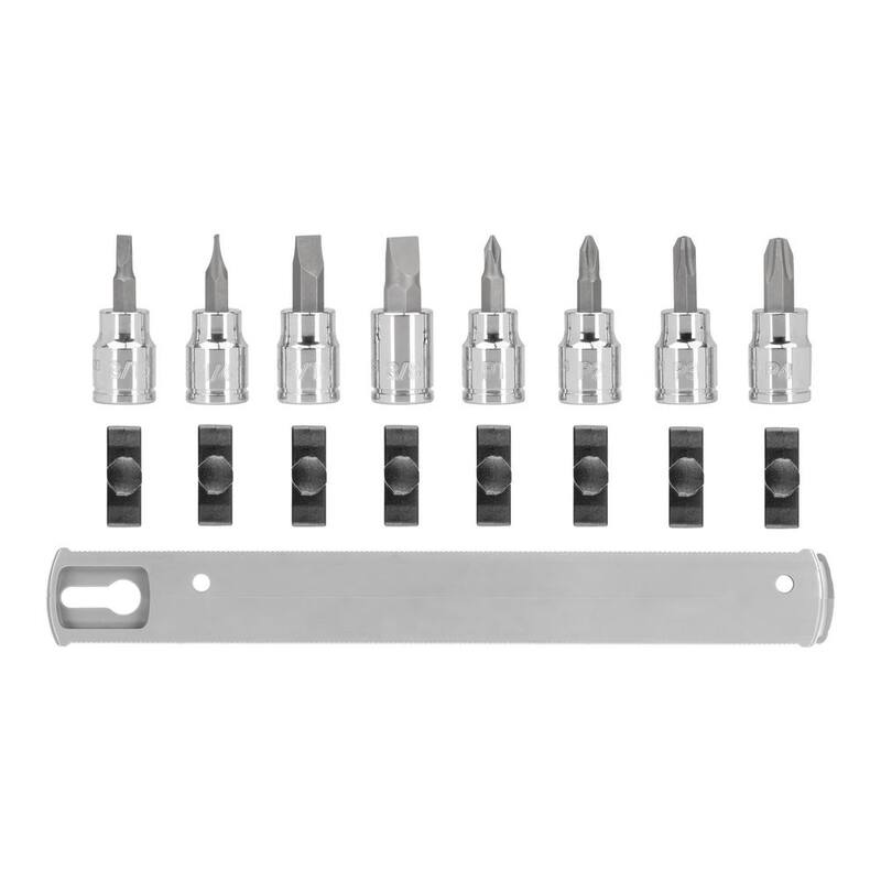 Juego de puntas de 3/8 pulgadas con riel para trinquete Phillips/ranuradas de TEKTON (8 piezas) (#1-#4, 3/16-3/8 in.) - SHB91109