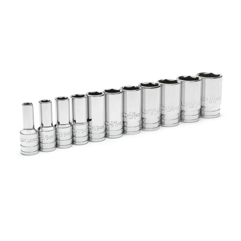 Juego de 11 piezas de sockets SAE de longitud media de 6 puntos con unidad de 3/8 pulgadas de GEARWRENCH - 80555S-06