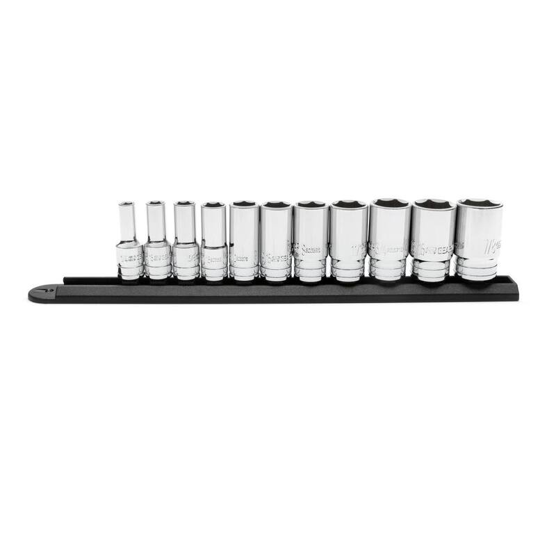 Juego de 11 piezas de sockets SAE de longitud media de 6 puntos con unidad de 3/8 pulgadas de GEARWRENCH - 80555S-06
