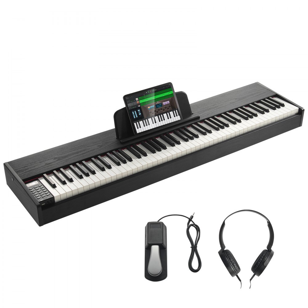 VEVOR 88 Key Fully Weighted Digital Piano Dual Keyboard Speakers Sustain Pedal - BXSZCGQ88JBDXPLSHV1