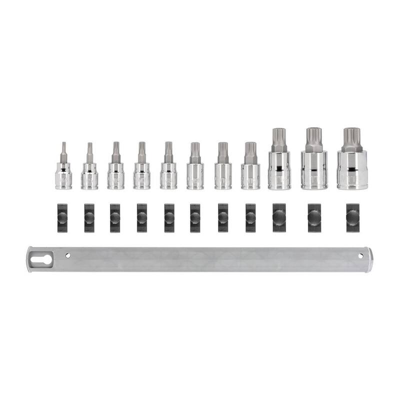 Juego de dados Triple Square de 3/8 pulg. y 1/2 pulg. de TEKTON con riel (11 piezas) (M4-M12, MT14-MT18) - SHB99100