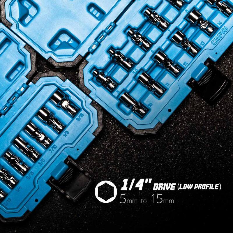 Juego de 12 piezas de dados métricos universales de 1/4 de pulgada de Capri Tools - 1-2125