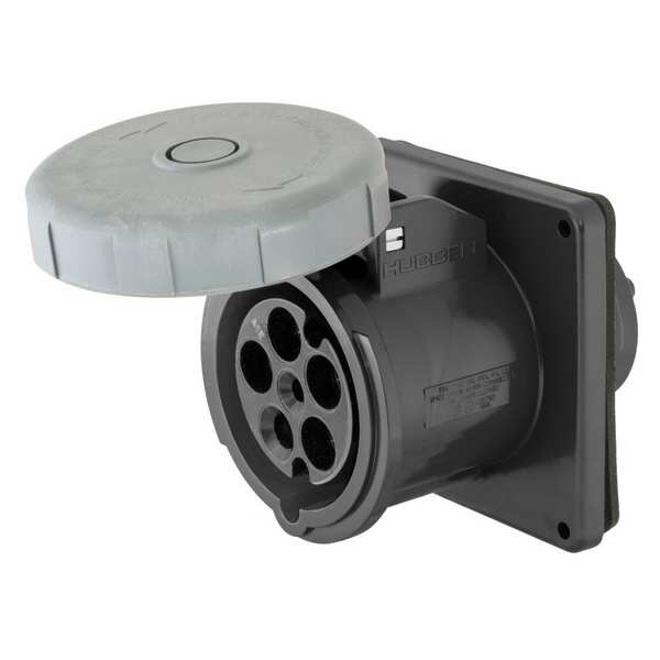 Receptáculo de clavija y enchufe Hubbell Wiring Device-Kellems, 100 A, 347/600V CA, Trifásico, 4 Polos, Puesta a tierra IEC, NEMA 4X - HBLS5100R5W