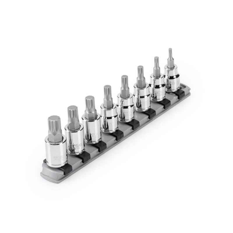 TEKTON Juego de 8 piezas de puntas de triple cuadrado de 3/8 pulg. con riel (M4-M12) - SHB91108