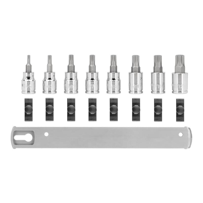 TEKTON Juego de 8 piezas de puntas de triple cuadrado de 3/8 pulg. con riel (M4-M12) - SHB91108