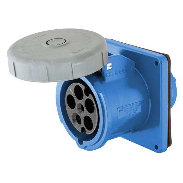 Receptáculo de clavija y enchufe Hubbell Wiring Device-Kellems, 100 A, 120/208V CA, trifásico, 4 polos, toma de tierra IEC, NEMA 4X - HBLS5100R9W